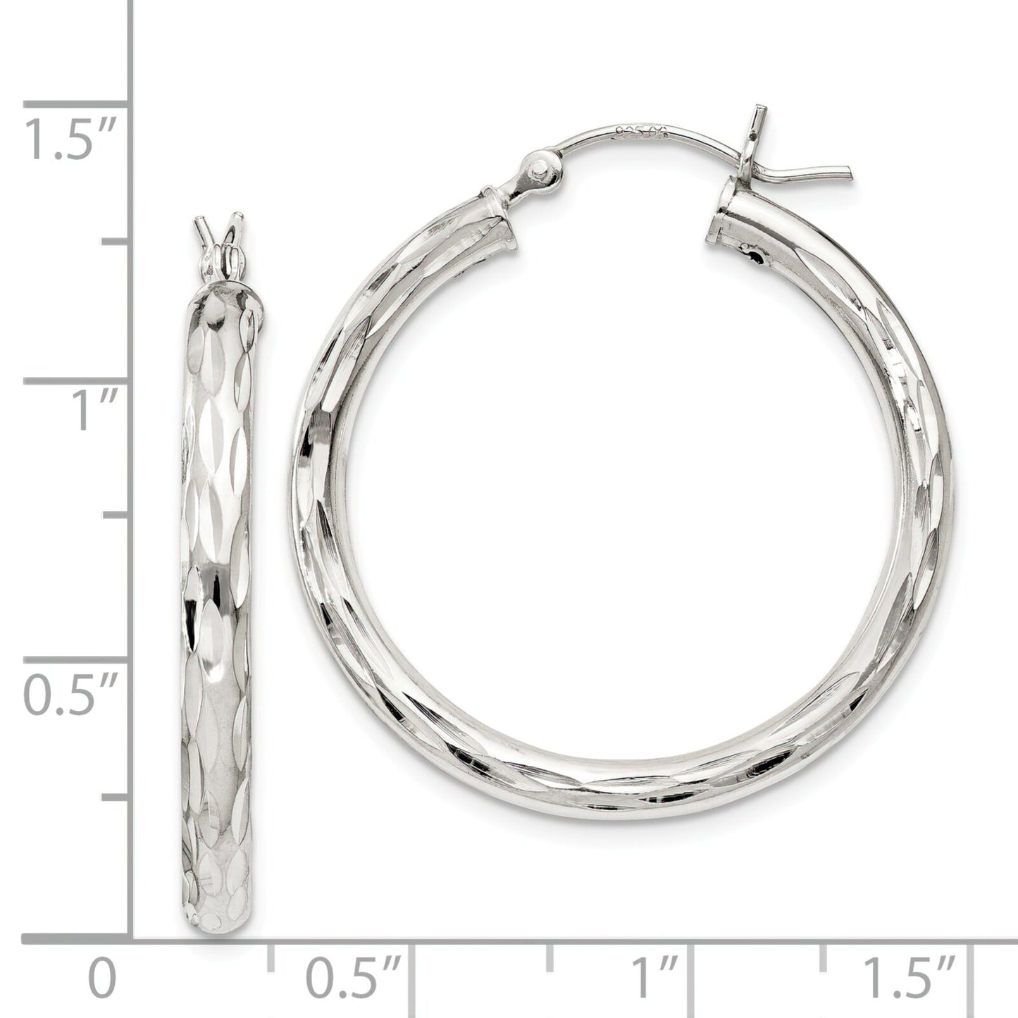 Sterling Silver Diamond Cut Hoop Earrings Jewelry