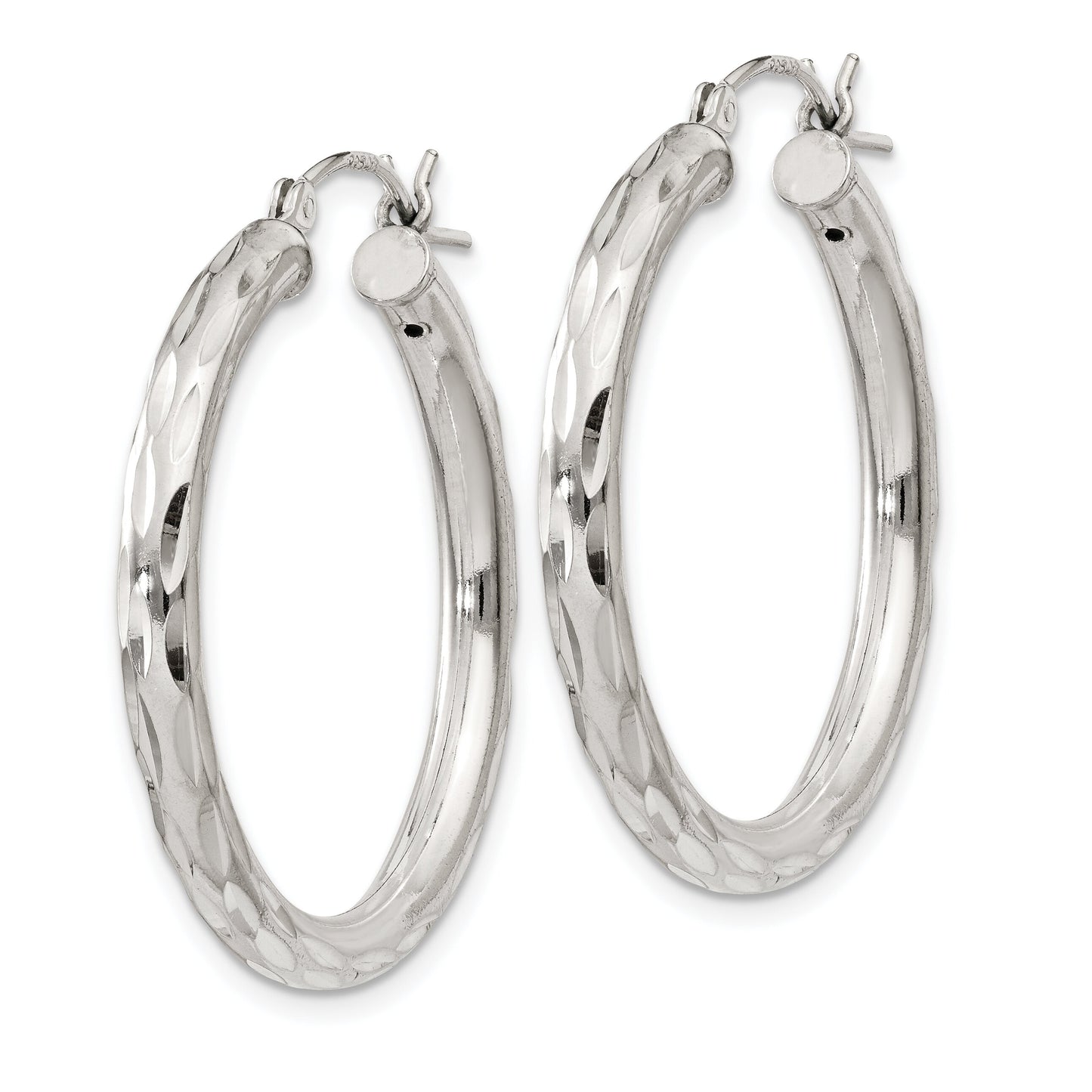 Sterling Silver Diamond Cut Hoop Earrings Jewelry