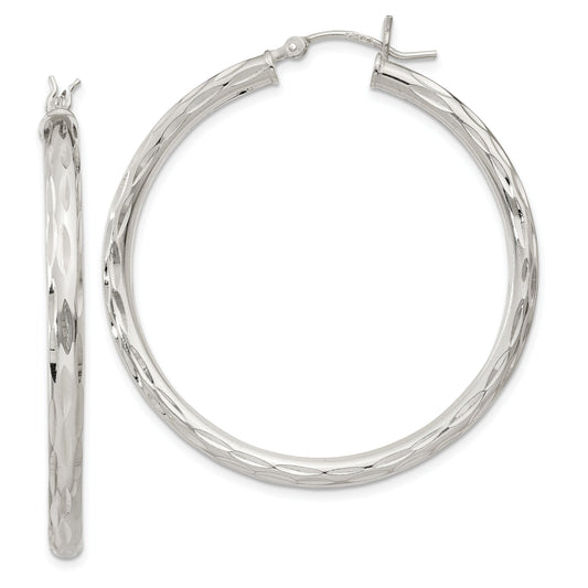 Sterling Silver Diamond Cut Hoop Earrings Jewelry
