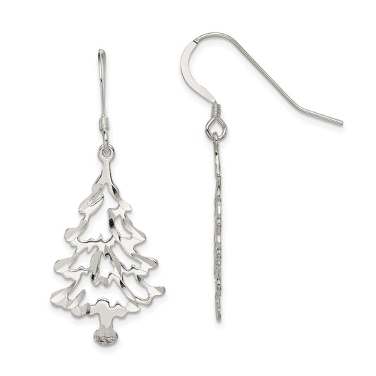 Sterling Silver Christmas Tree Earrings Jewelry