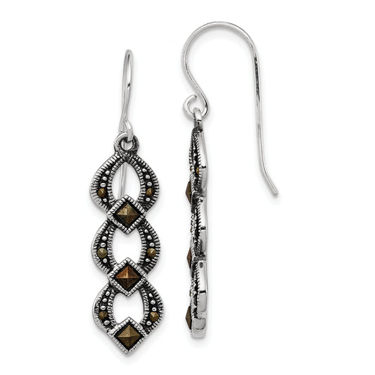Sterling Silver Marcasite Dangle Earrings Jewelry