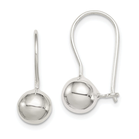 Sterling Silver Ball Kidney Wire Earrings 8mm