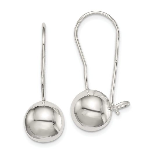 Sterling Silver Ball Kidney Wire Earrings 10mm