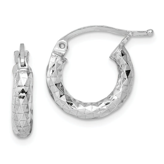 Sterling Silver Diamond Cut Hoop Earrings 15mm