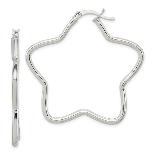Sterling Silver Star Hoop Earrings Ear Jewelry