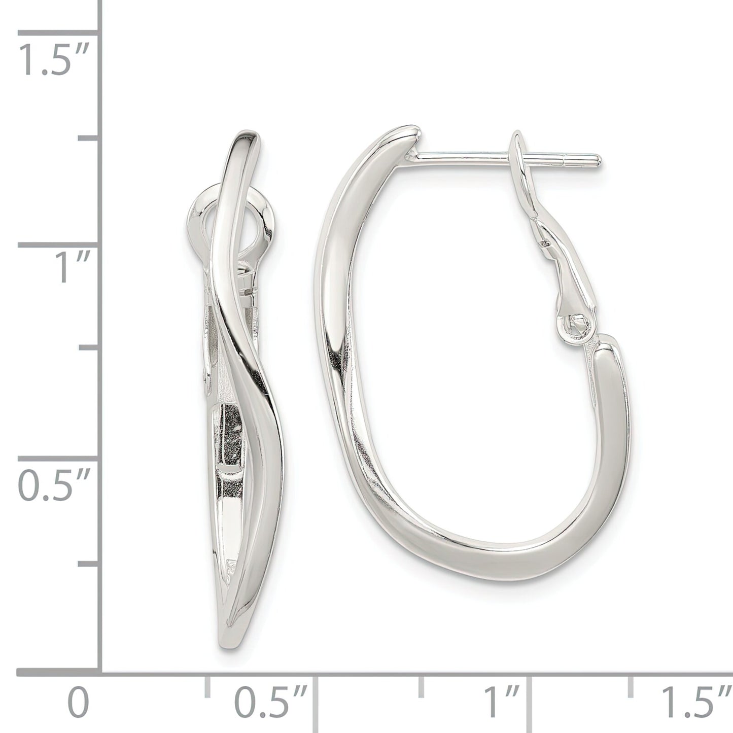 Sterling Silver Oval Hoop Earrings Jewelry 32mm
