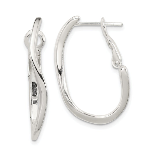 Sterling Silver Oval Hoop Earrings Jewelry 32mm