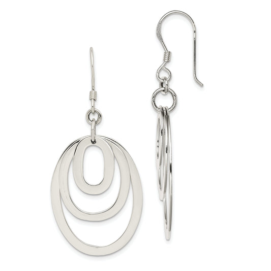 Sterling Silver Triple Oval Dangle Earrings Jewelry