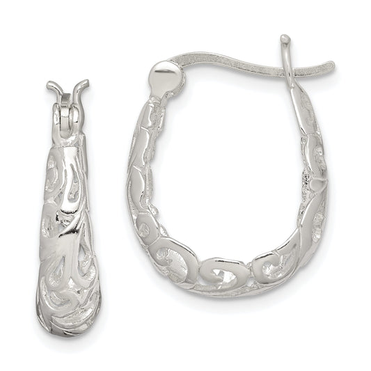 Sterling Silver Fancy Hoop Earrings Ear Jewelry