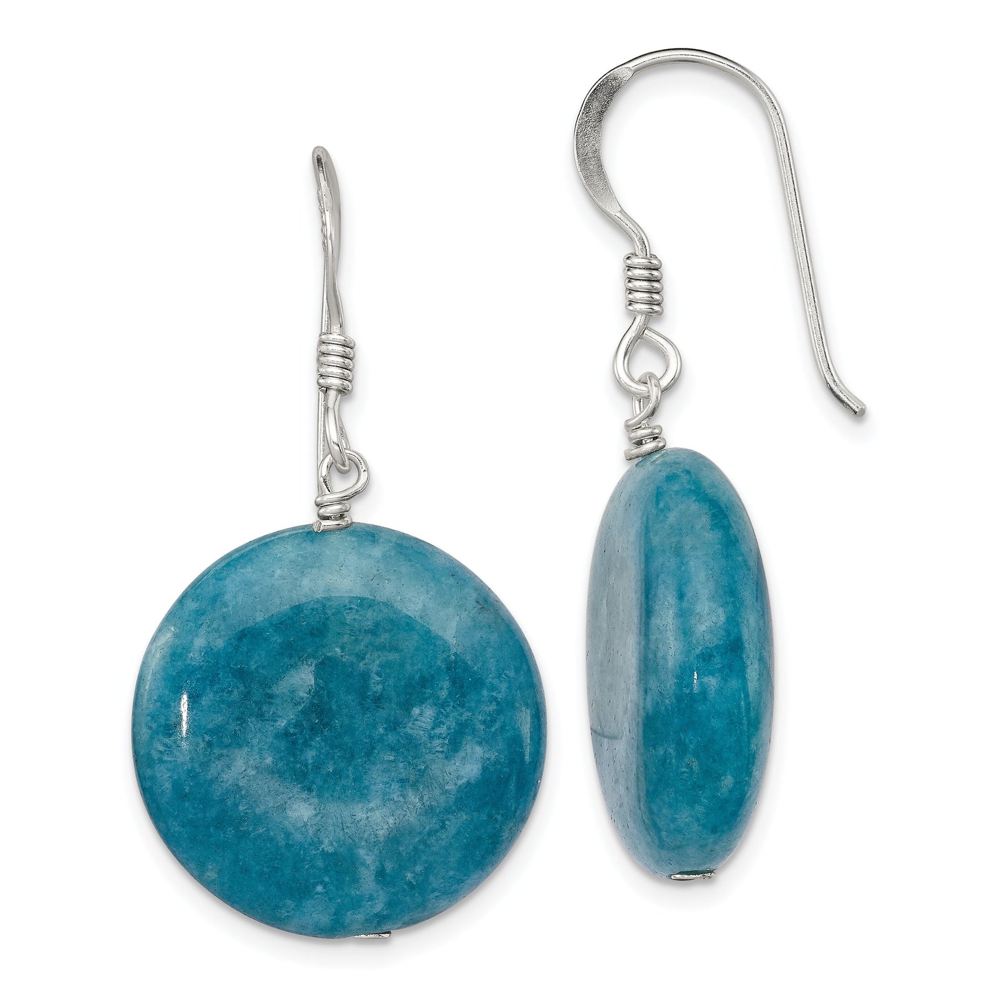 Sterling Silver Blue Agate Dangle Earrings