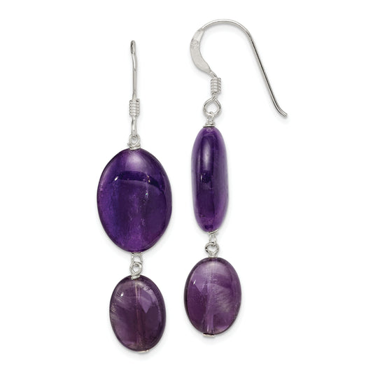 Sterling Silver Jade & Amethyst Dangle Earrings