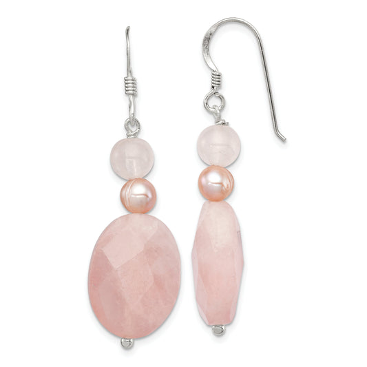 Sterling Silver Rose Quartz Dangle Earrings