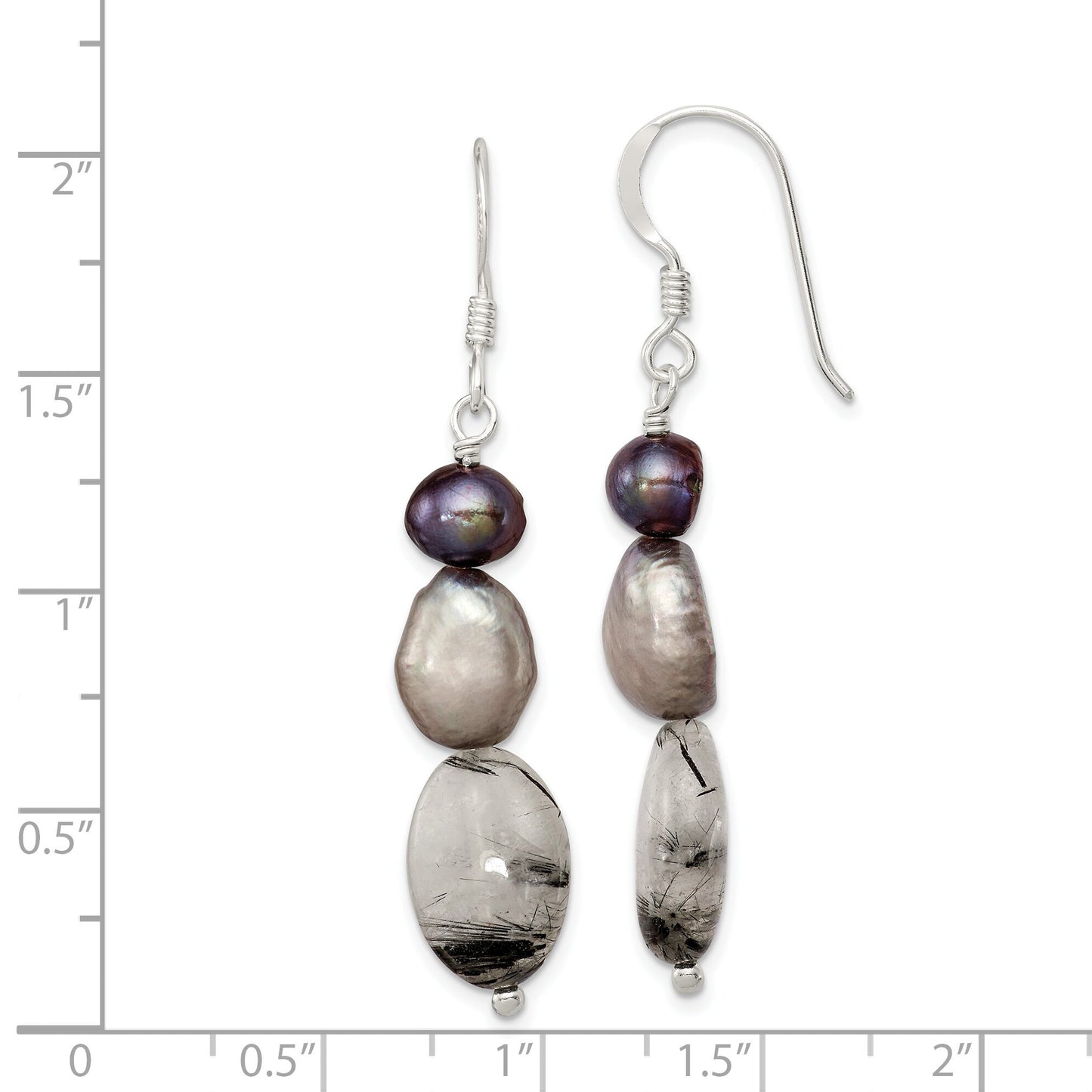 Sterling Silver Tourmaline & Quartz Dangle Earrings