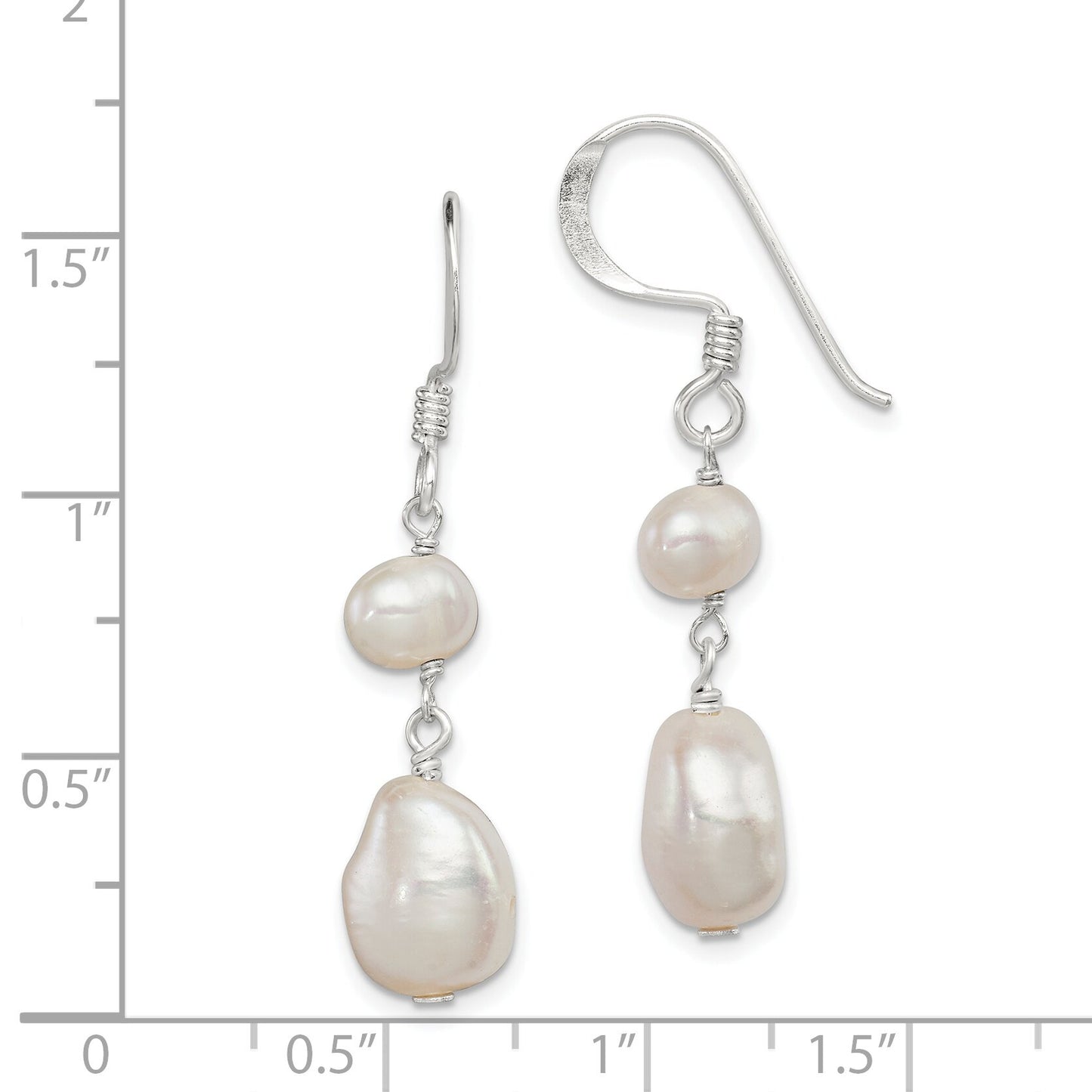 Sterling Silver Imitation Pearl Dangle Earrings