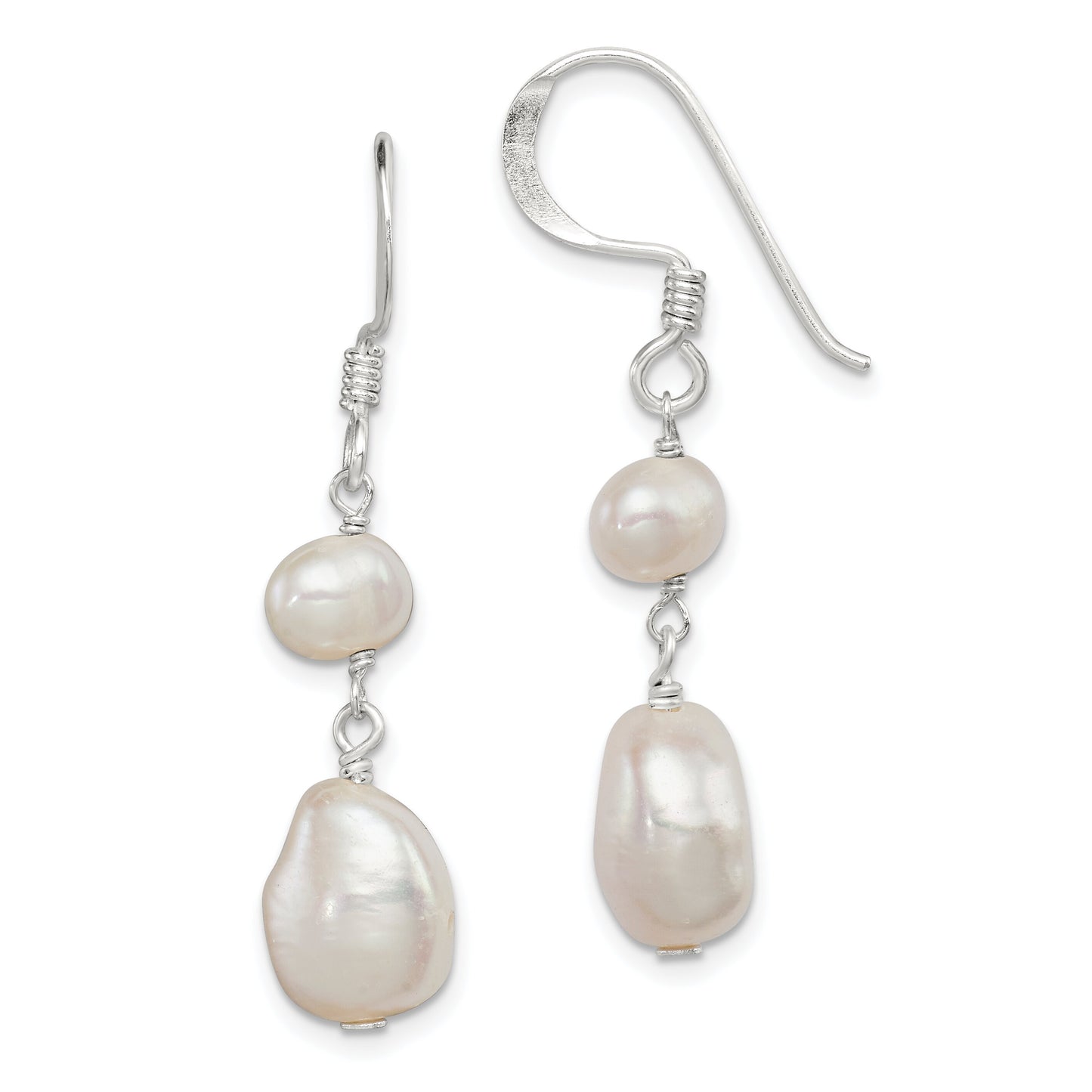 Sterling Silver Imitation Pearl Dangle Earrings