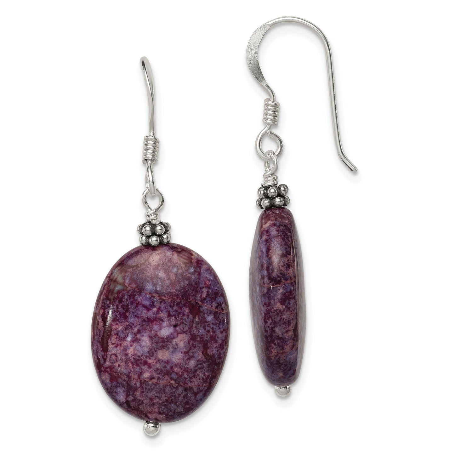 Sterling Silver Charoite Dangle Earrings