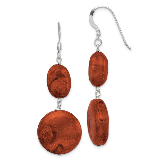 Sterling Silver Coral Dangle Earrings