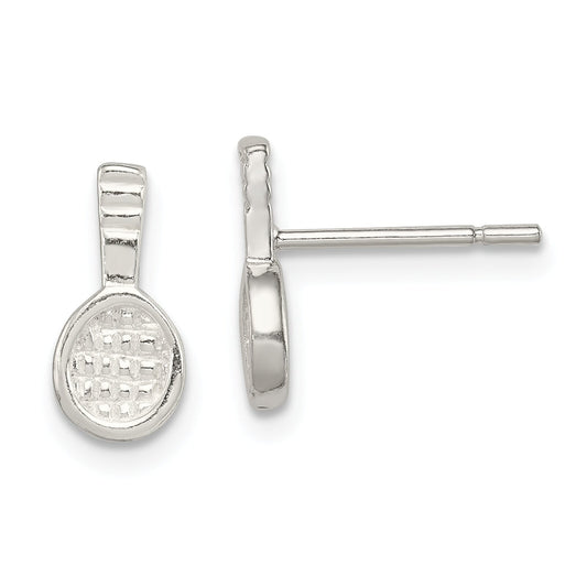 Sterling Silver Tennis Racquet Stud Earrings Jewelry