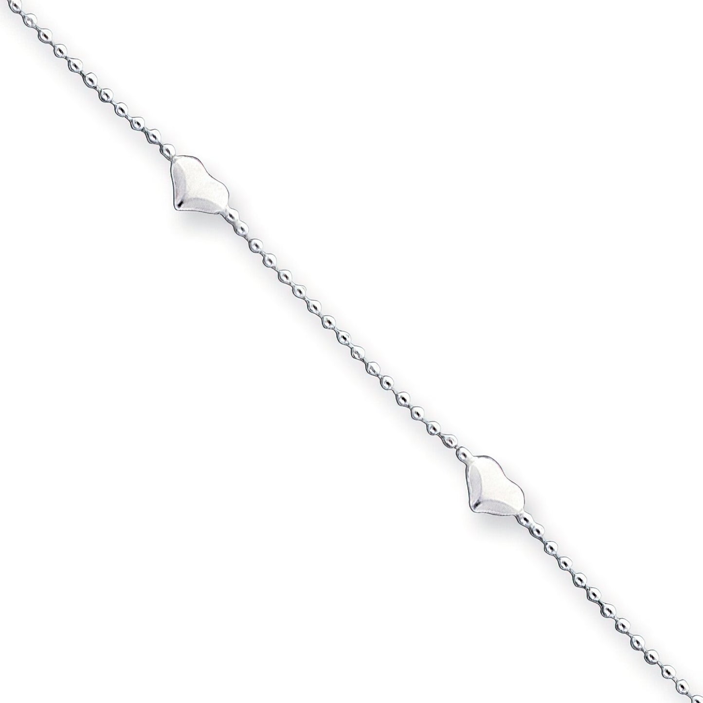 Sterling Silver Adjustable Heart Anklet Jewelry 10"