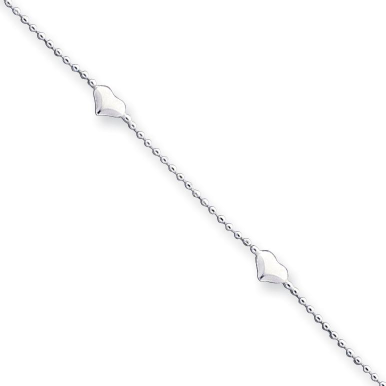 Sterling Silver Adjustable Heart Anklet Jewelry 10"