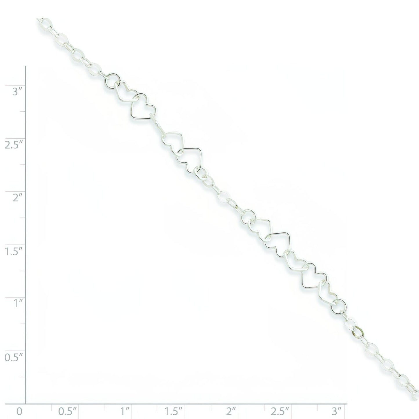 Sterling Silver Fancy Heart Link Anklet Jewelry