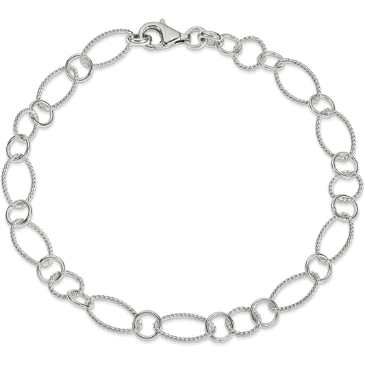 Sterling Silver Fancy Link Anklet Chain Jewelry 10"