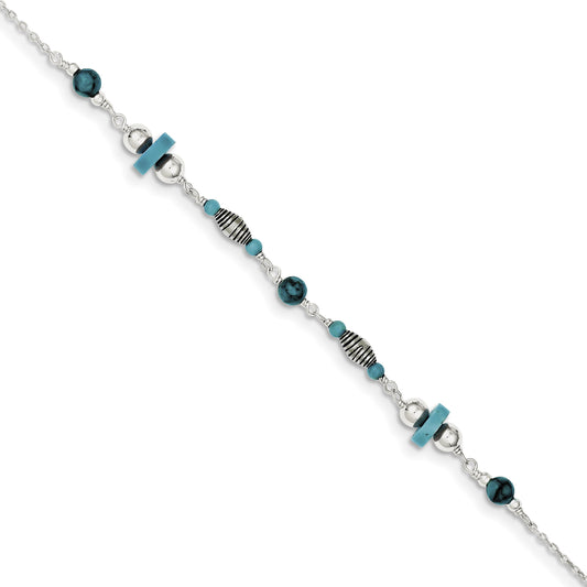 Sterling Silver Turquoise Anklet Chain Jewelry 9"