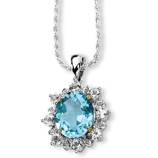 Sterling Silver & 14K Gold Sky Blue|White Topaz Pendant