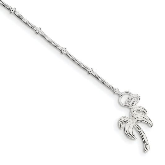 Sterling Silver Palm Tree Anklet Chain Jewelry