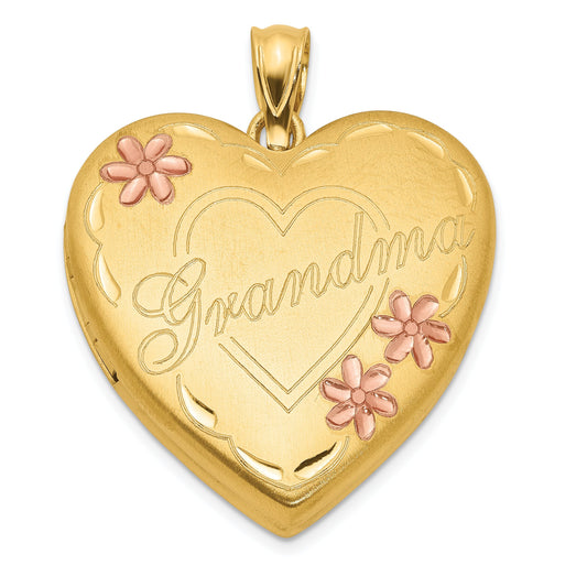 14K 2 Tone Gold Filled 4 Frame Grandma Heart Locket