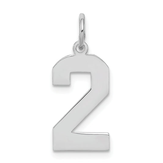 Sterling Silver Medium Polished Number 2 Charm