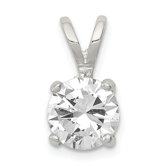 Sterling Silver Round CZ Pendant Charm Jewelry