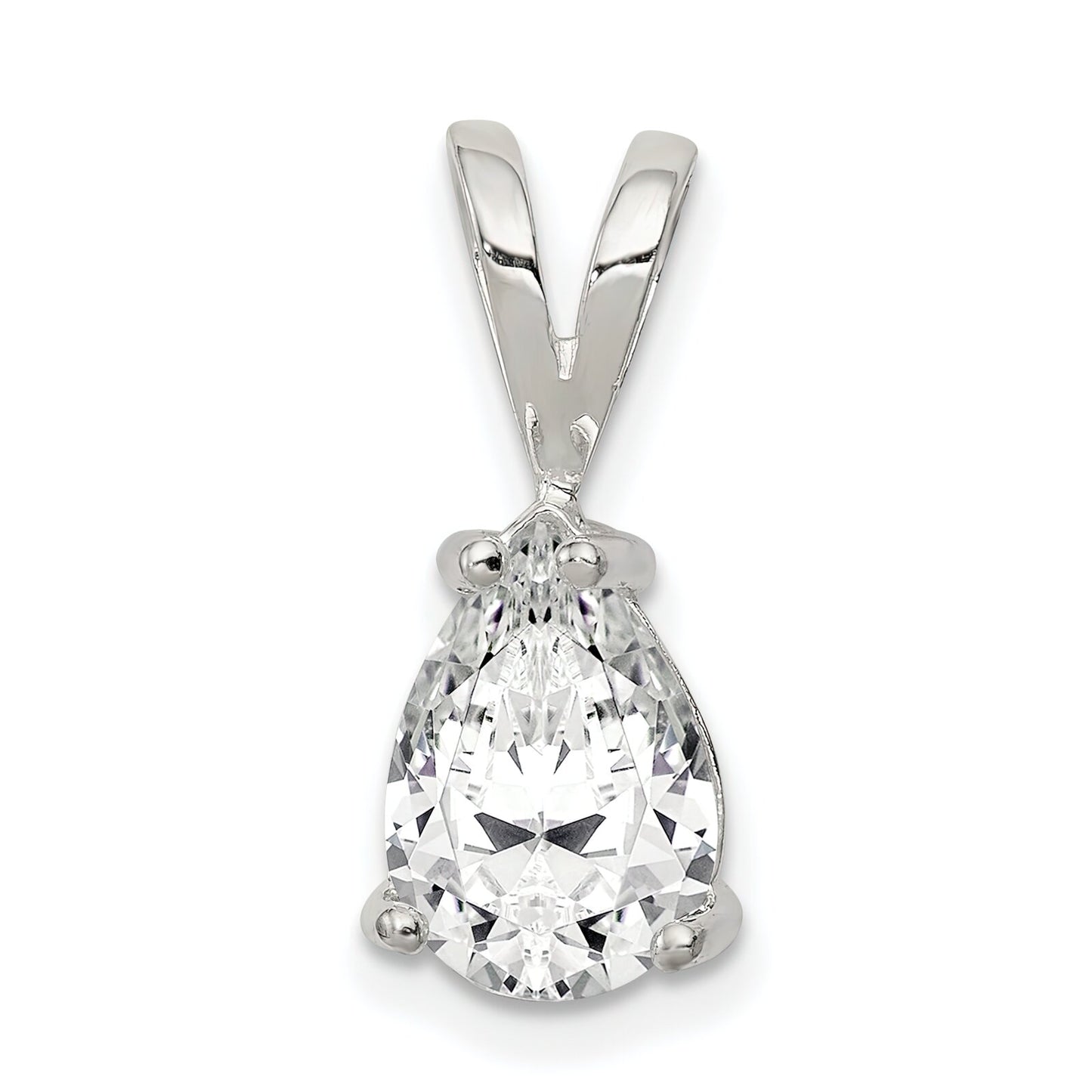 Sterling Silver Pear CZ Pendant Charm Jewelry