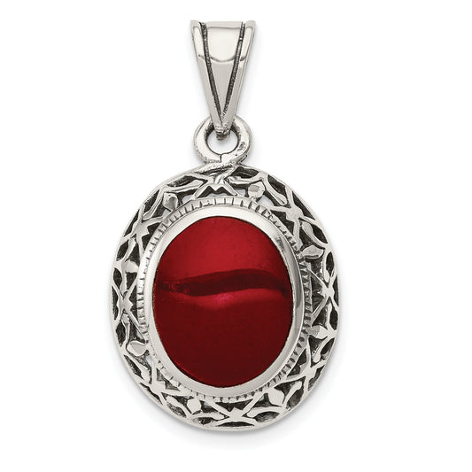 Sterling Silver Carnelian Oval Pendant