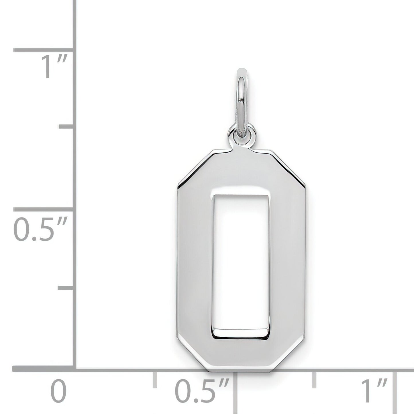 Sterling Silver Large Polished Number 0 Charm