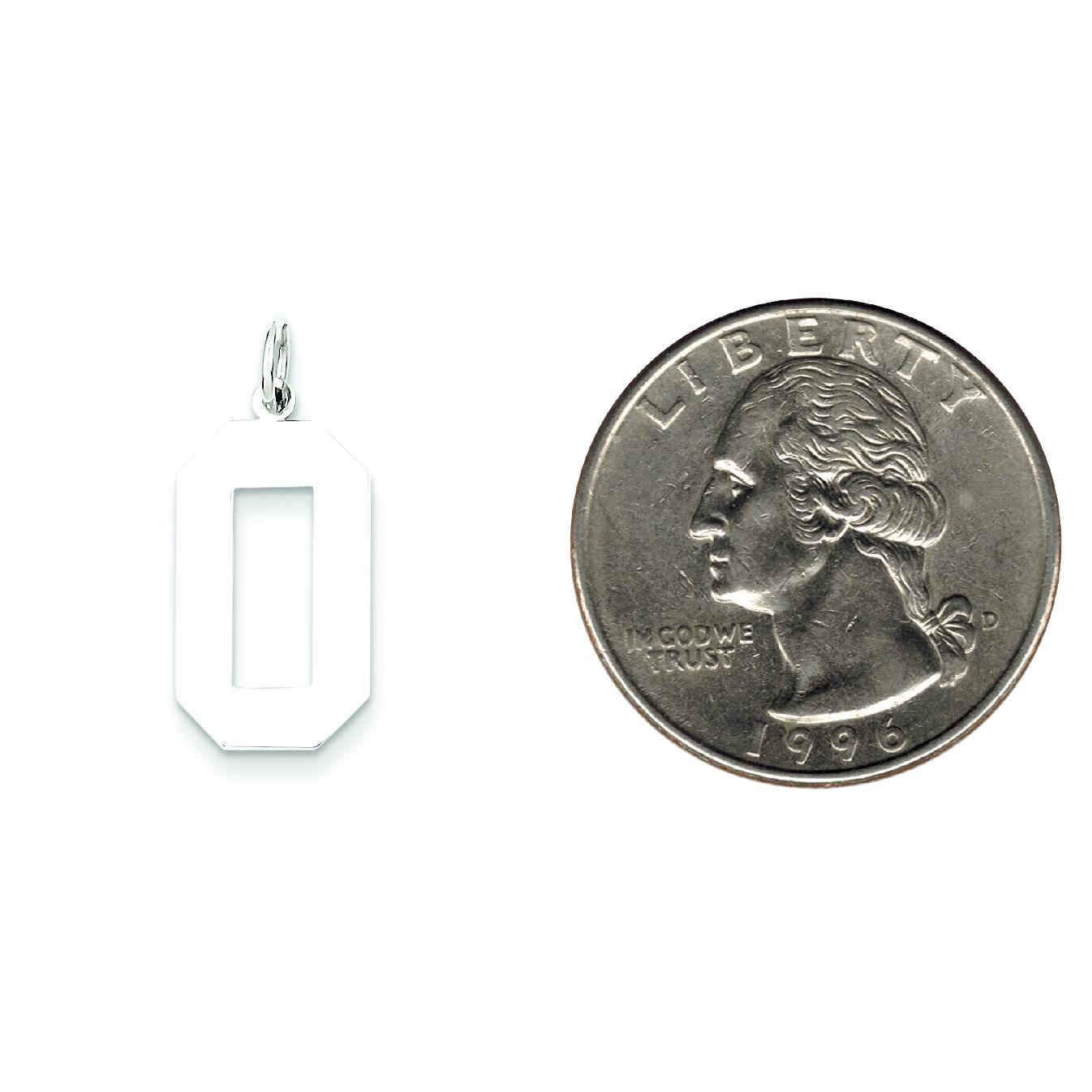 Sterling Silver Large Polished Number 0 Charm