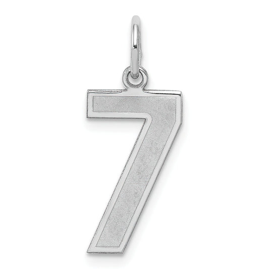 Sterling Silver Medium Satin Number 7 Charm