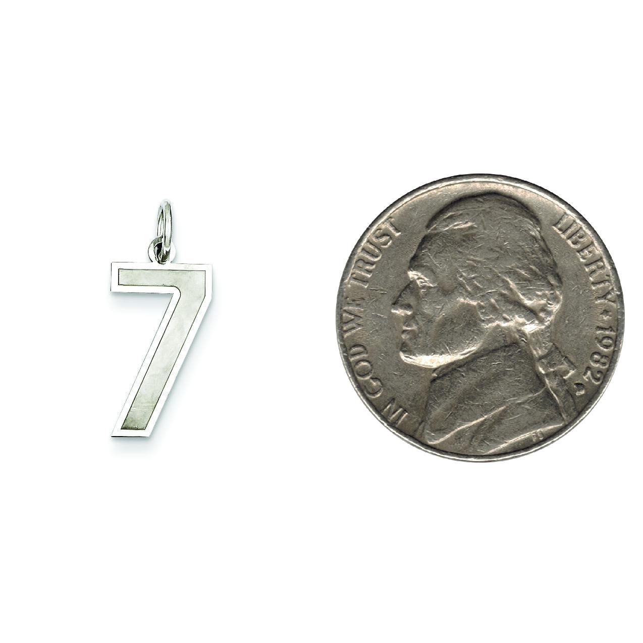 Sterling Silver Medium Satin Number 7 Charm