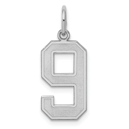 Sterling Silver Medium Satin Number 9 Charm