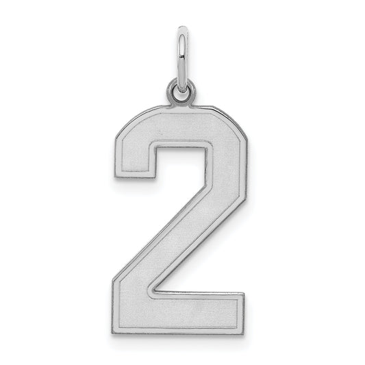 Sterling Silver Large Satin Number 2 Charm