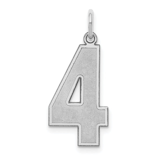 Sterling Silver Large Satin Number 4 Charm
