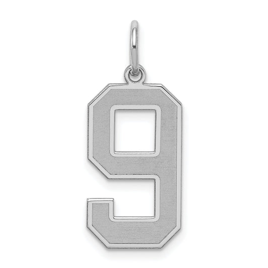 Sterling Silver Large Satin Number 9 Charm