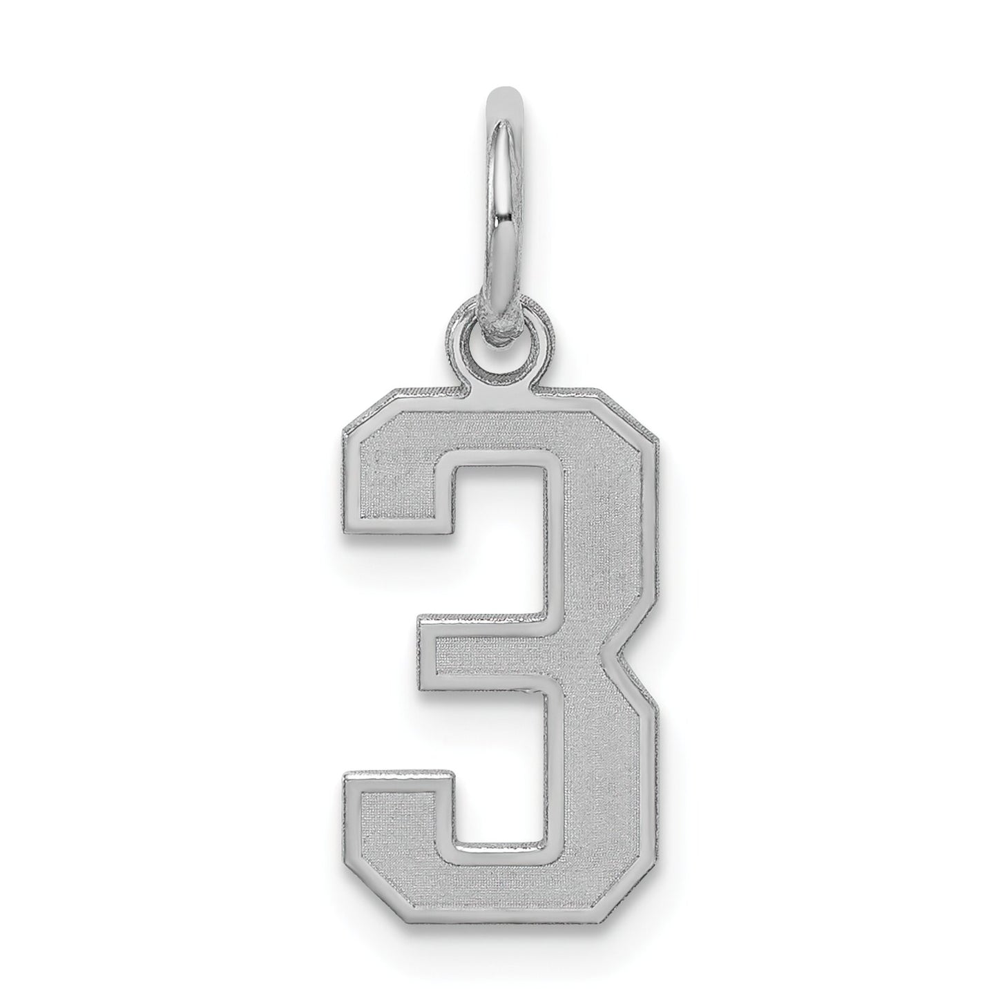 Sterling Silver Small Satin Number 3 Charm