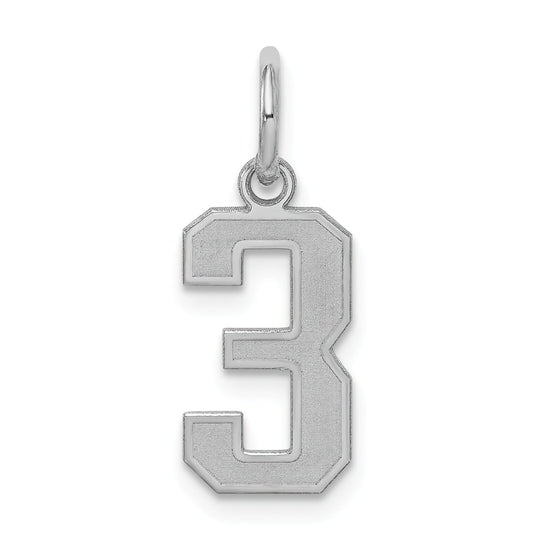 Sterling Silver Small Satin Number 3 Charm