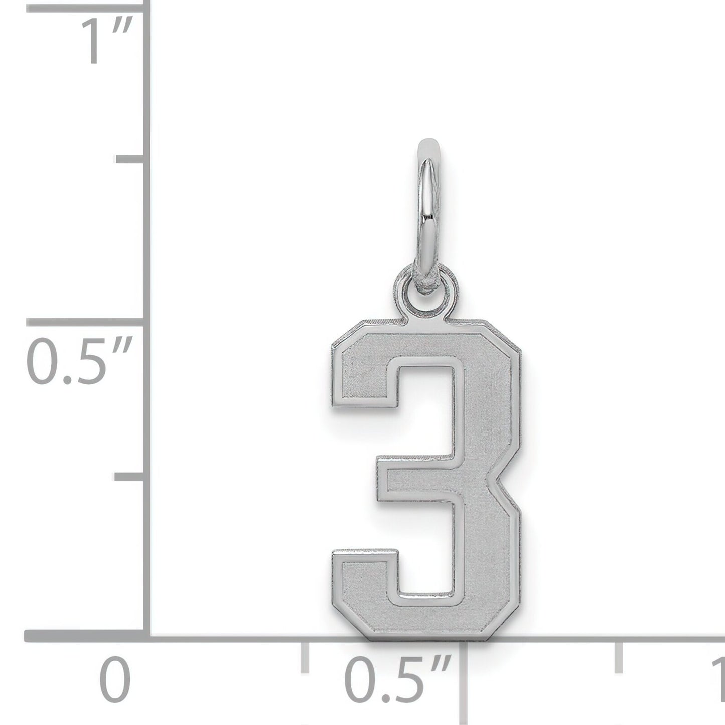 Sterling Silver Small Satin Number 3 Charm