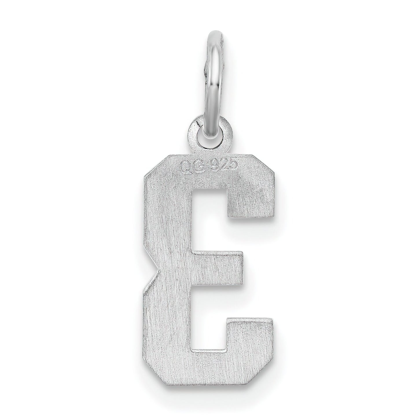 Sterling Silver Small Satin Number 3 Charm