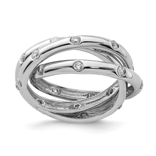 Sterling Silver Cubic Zirconia Rolling Ring