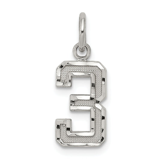 Sterling Silver Small #3 Charm