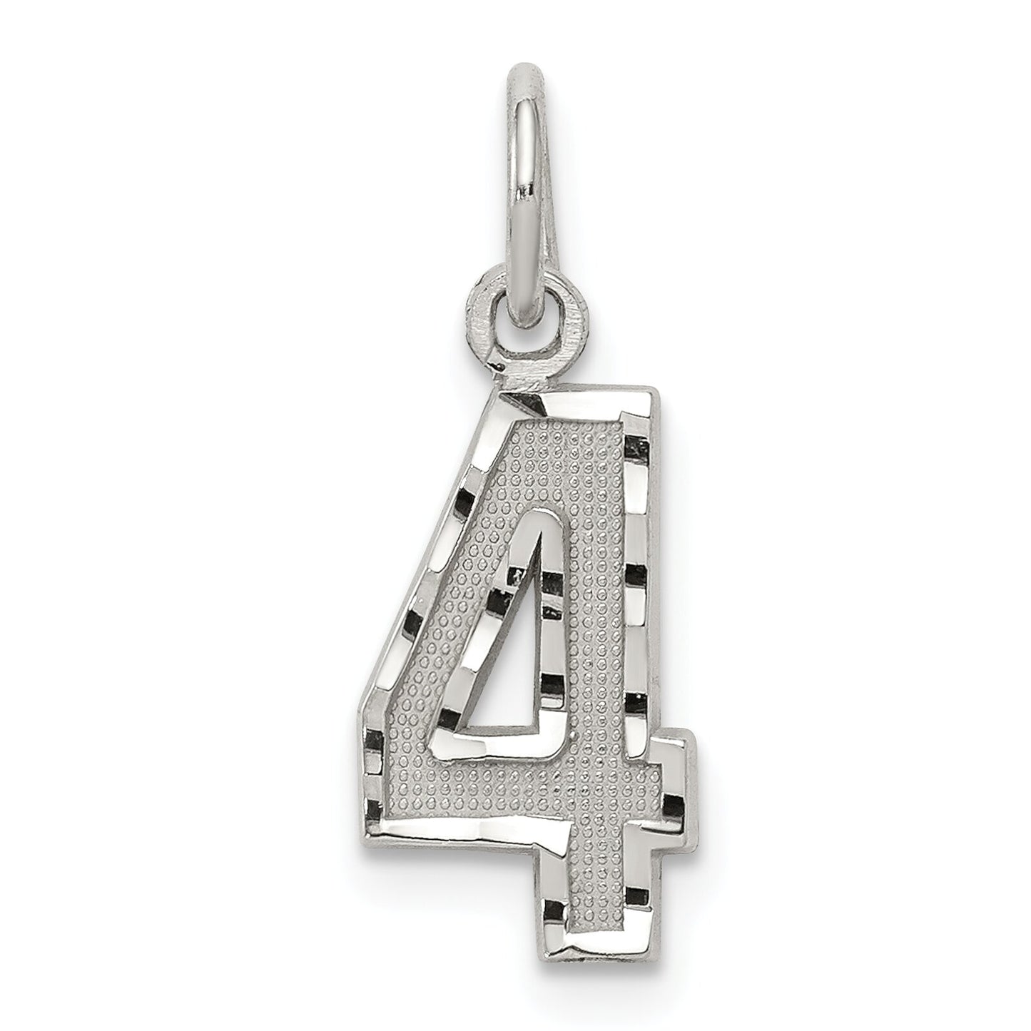 Sterling Silver Small #4 Charm