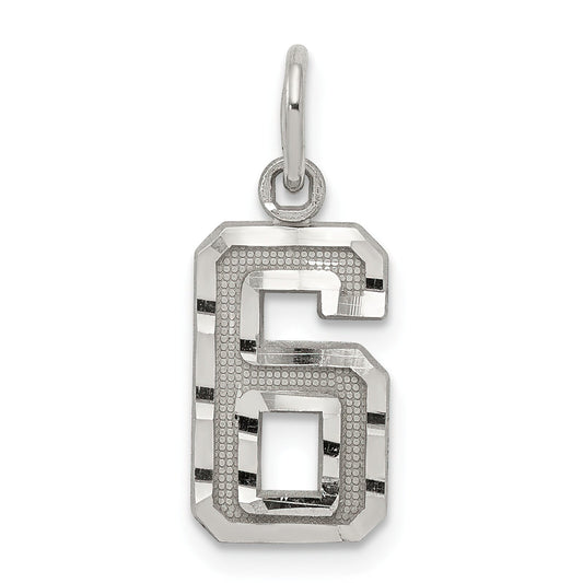 Sterling Silver Small #6 Charm